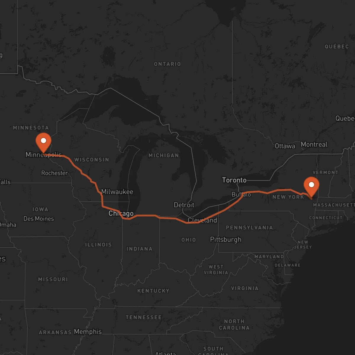 Ruta Minneapolis - Albany