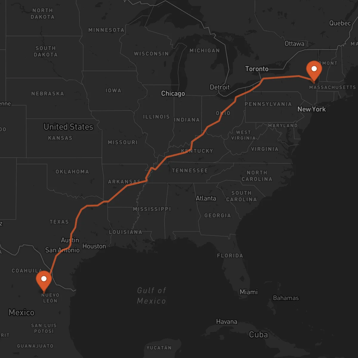 Ruta Monterrey - Albany