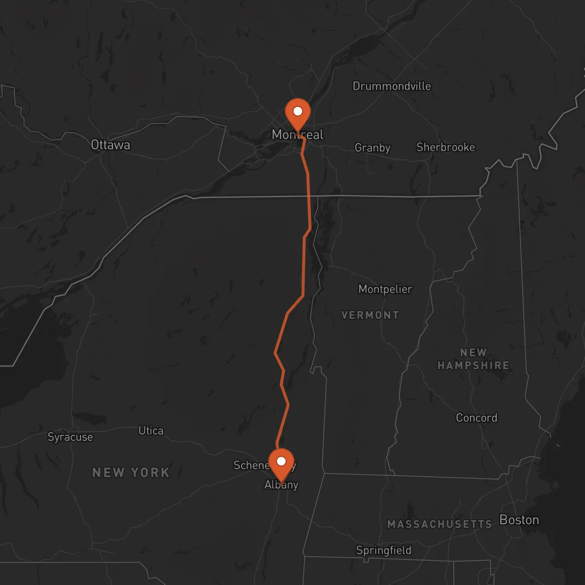 Ruta Montreal - Albany