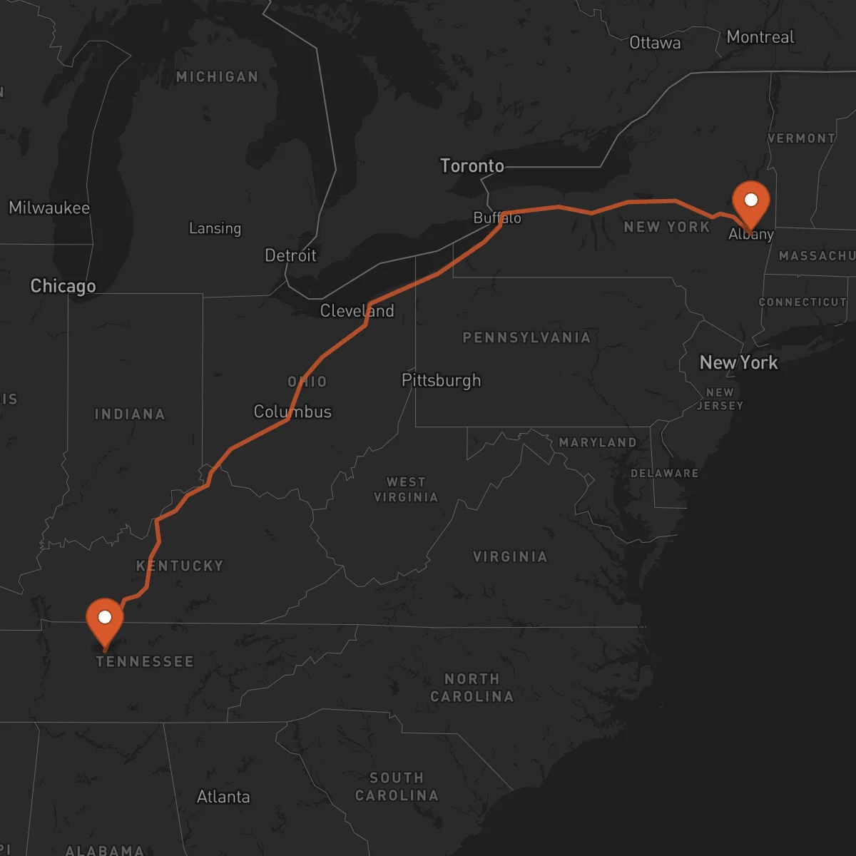 Ruta Albany - Nashville