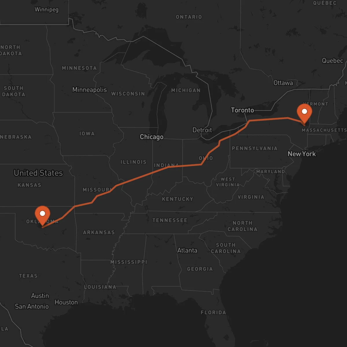 Ruta Oklahoma City - Albany
