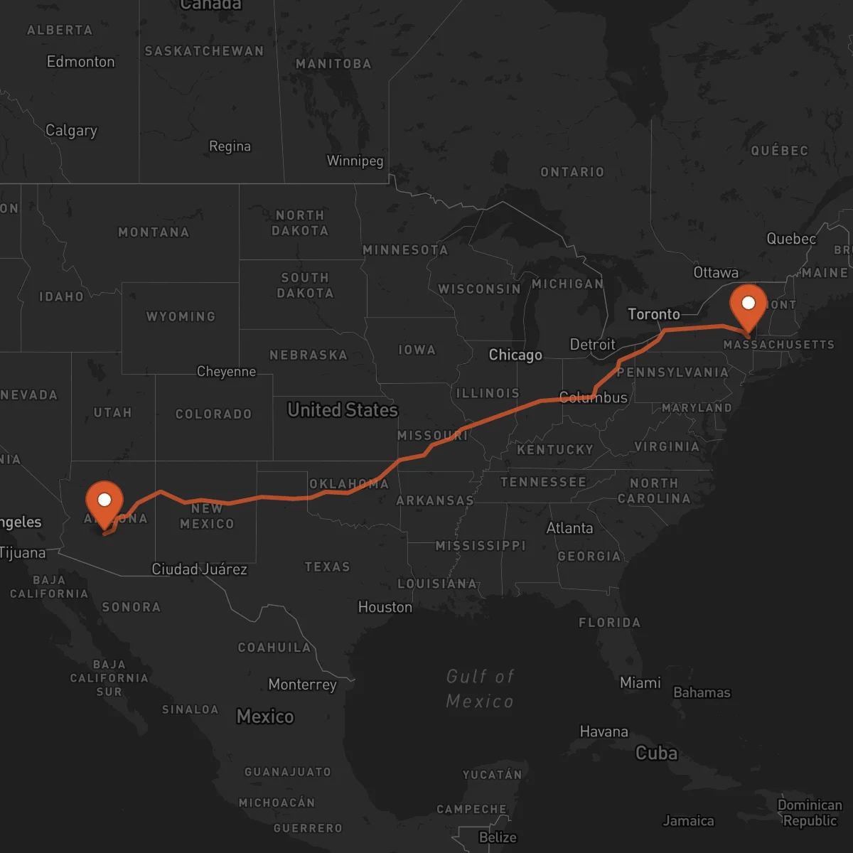 Ruta Albany - Phoenix