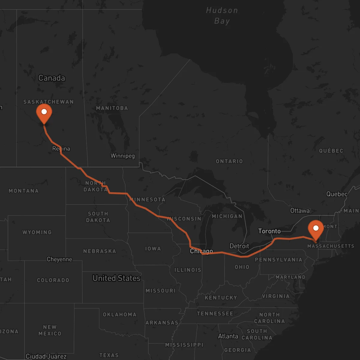 Ruta Saskatoon - Albany