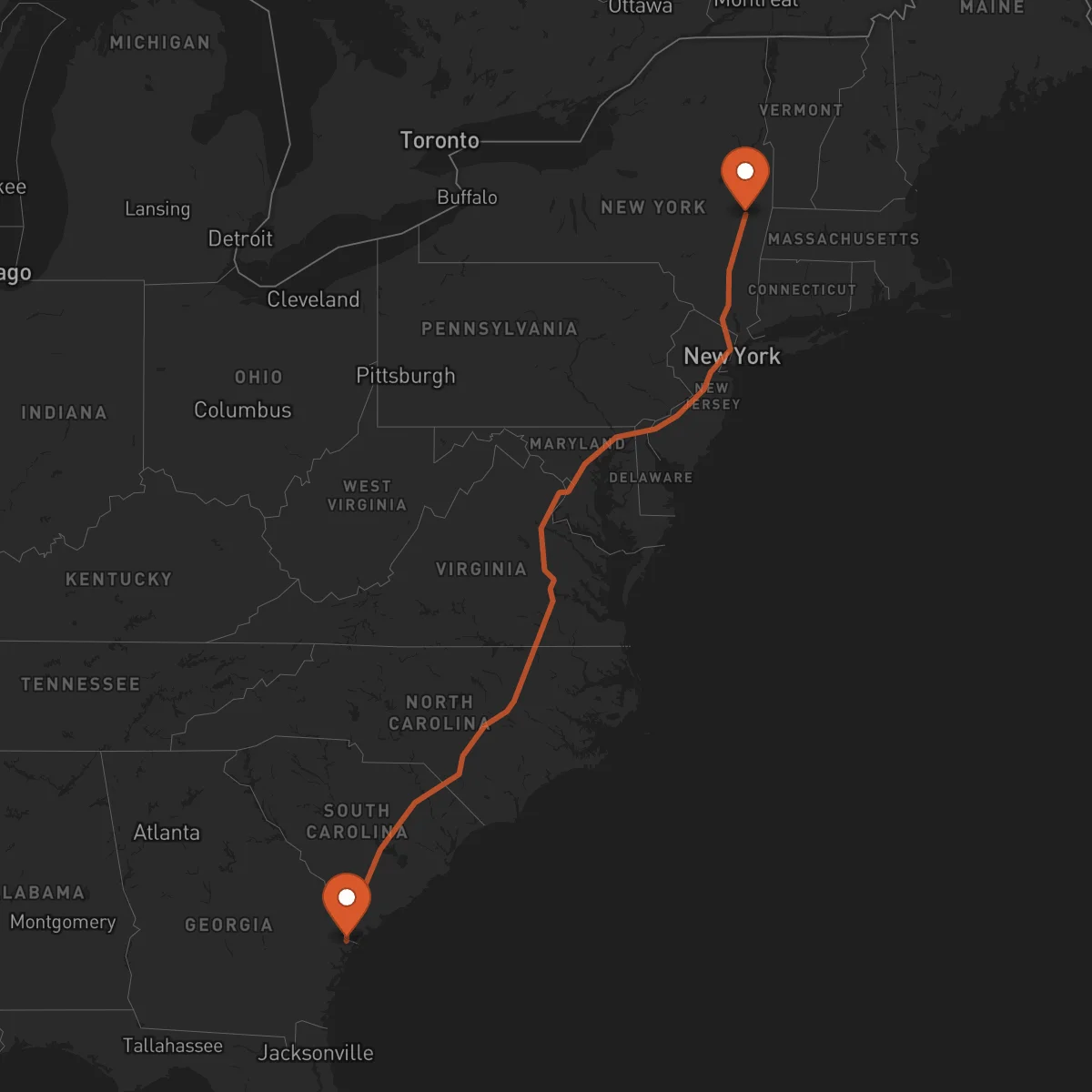Ruta Albany - Savannah