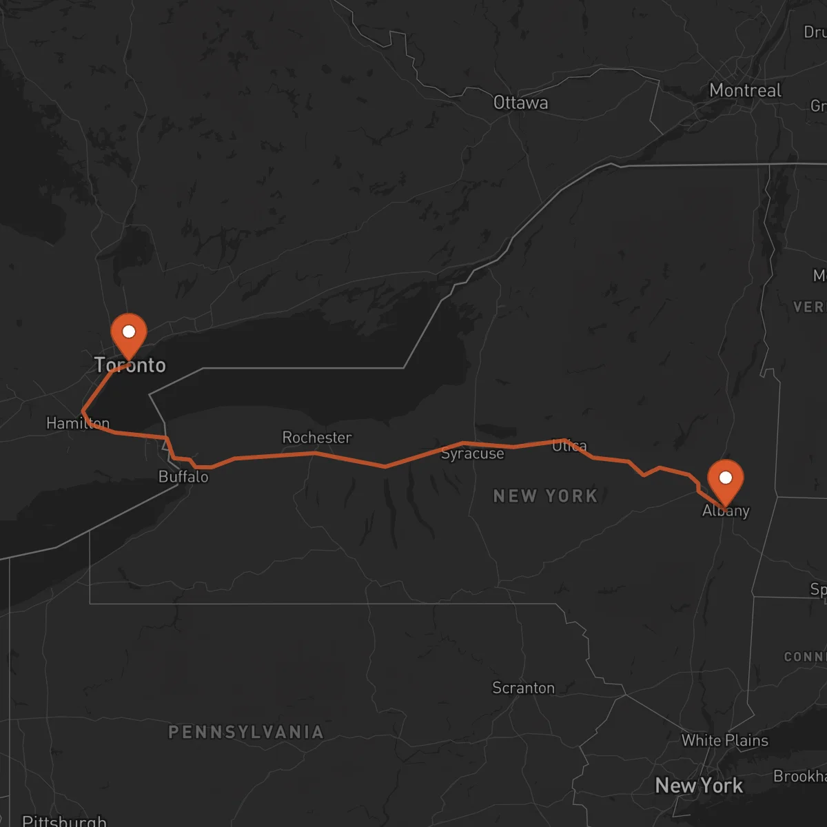 Ruta Toronto - Albany