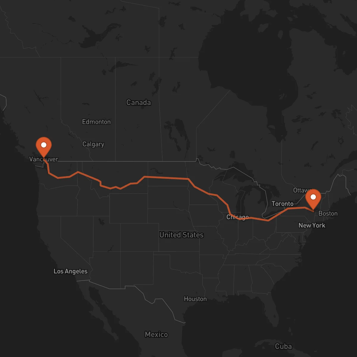 Ruta Vancouver - Albany