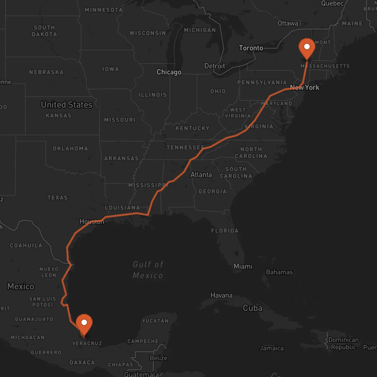 Ruta Veracruz - Albany