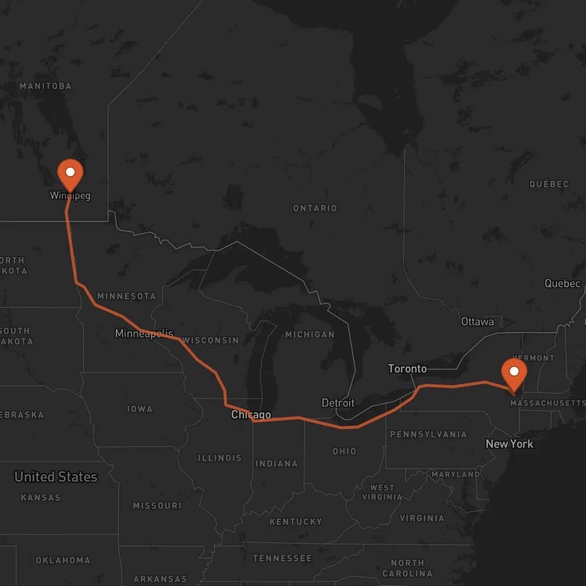 Ruta Albany - Winnipeg
