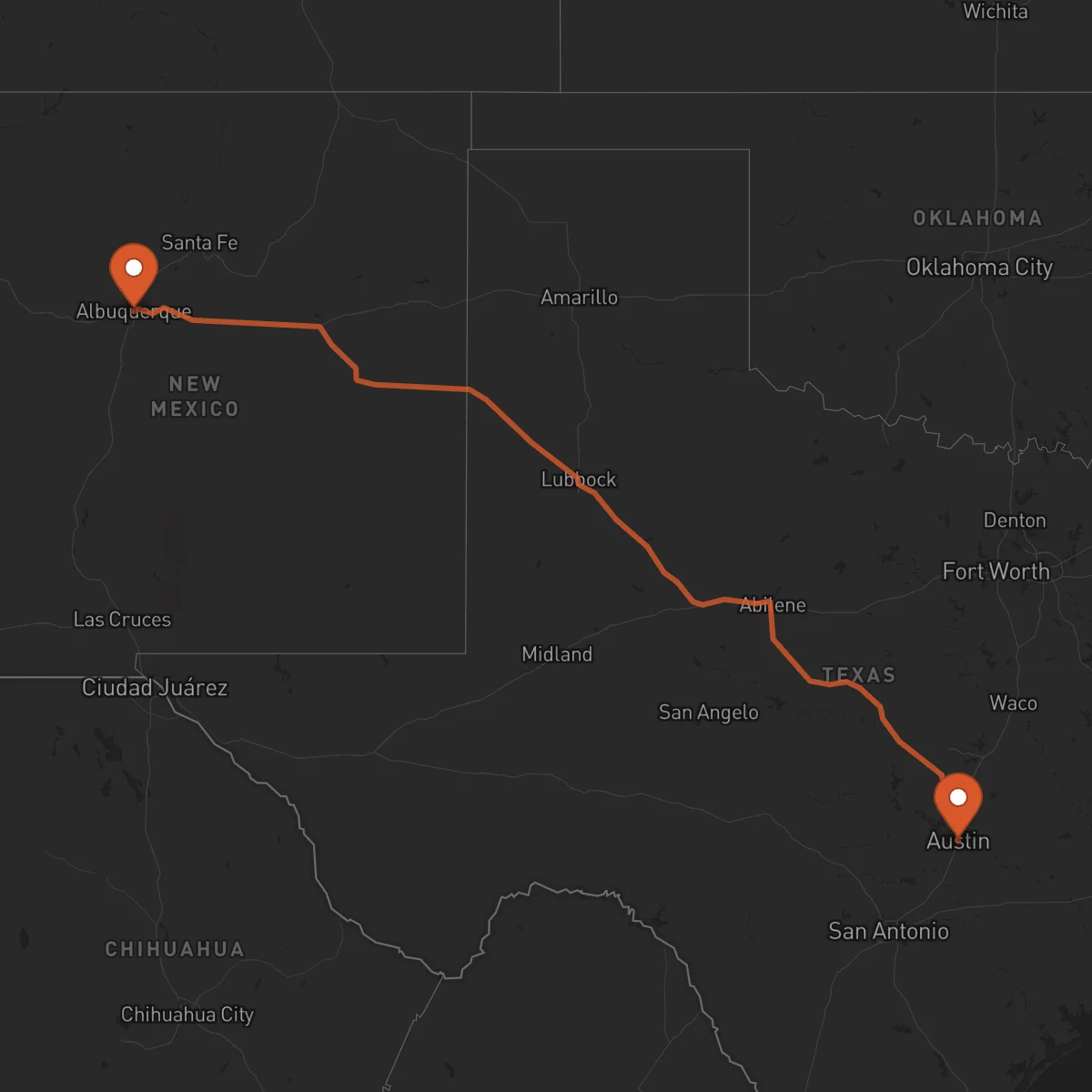 Ruta Albuquerque - Austin