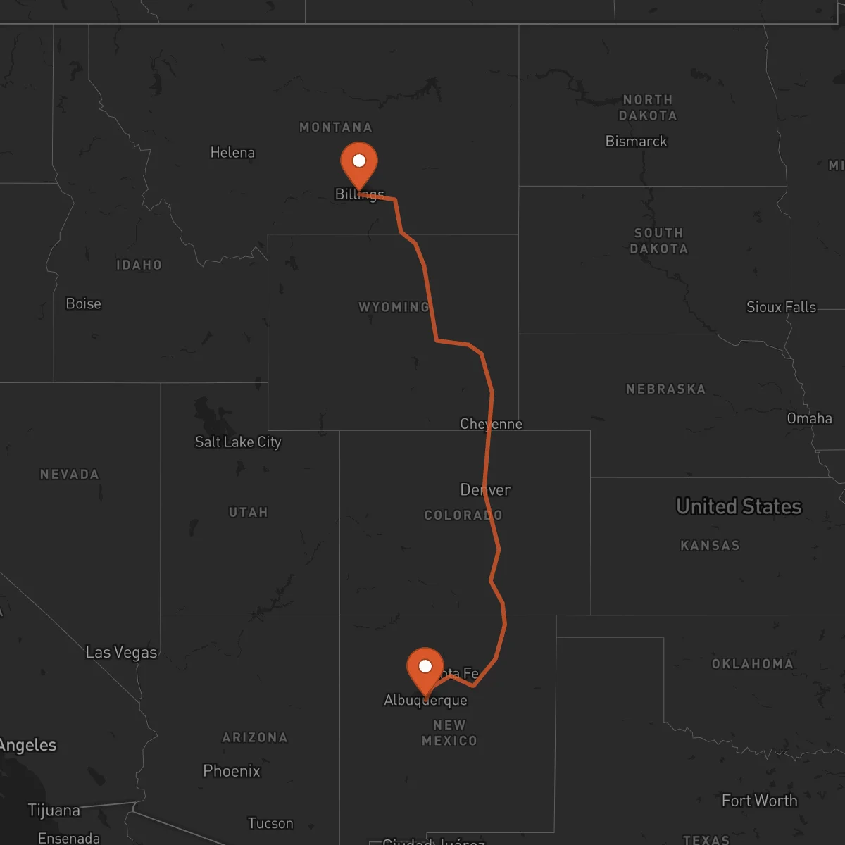 Ruta Albuquerque - Billings