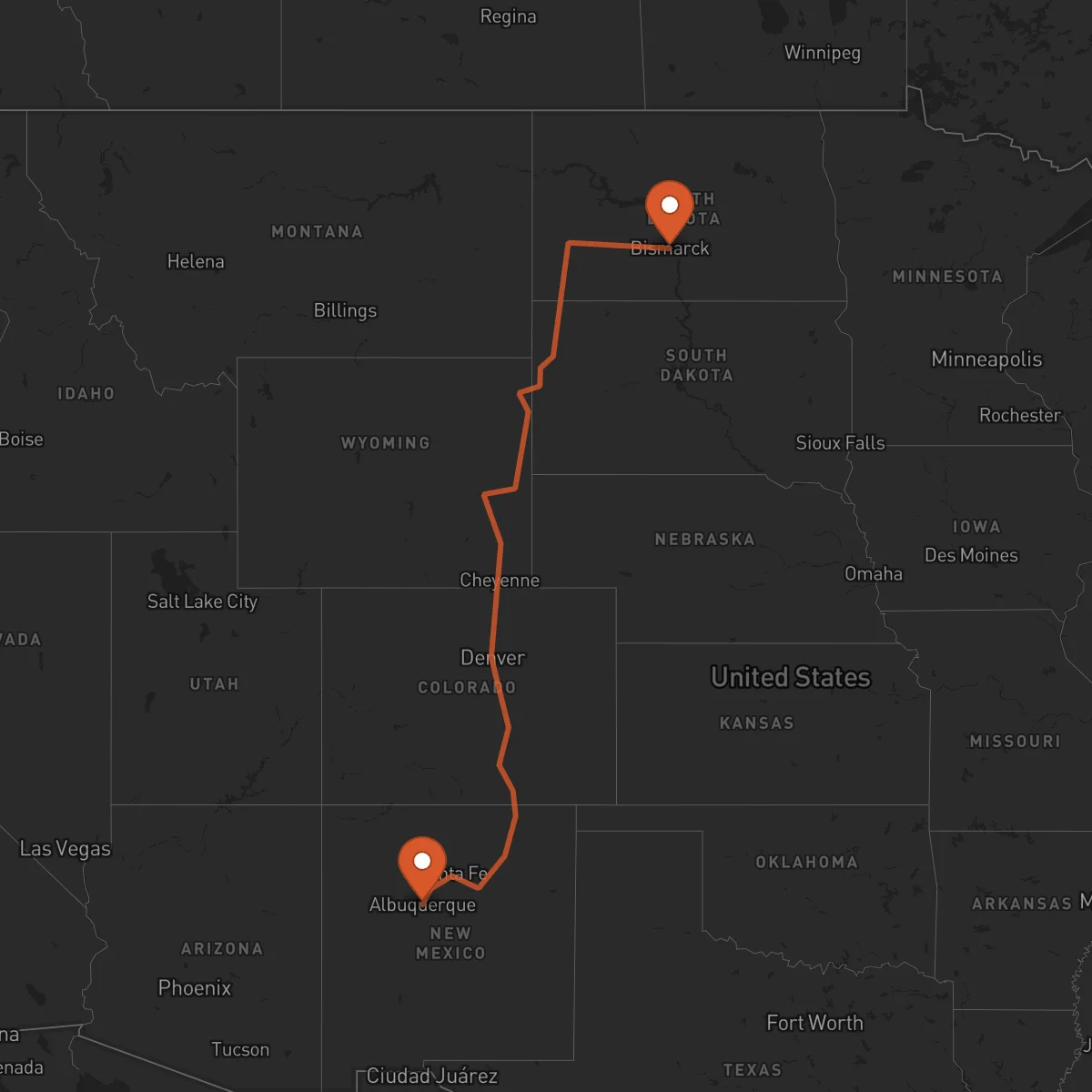 Ruta Bismarck - Albuquerque