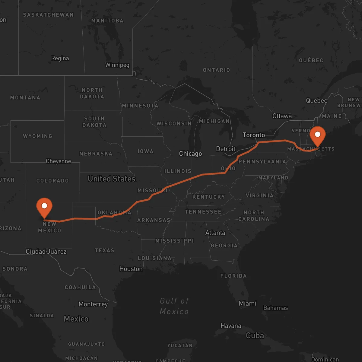Ruta Boston - Albuquerque
