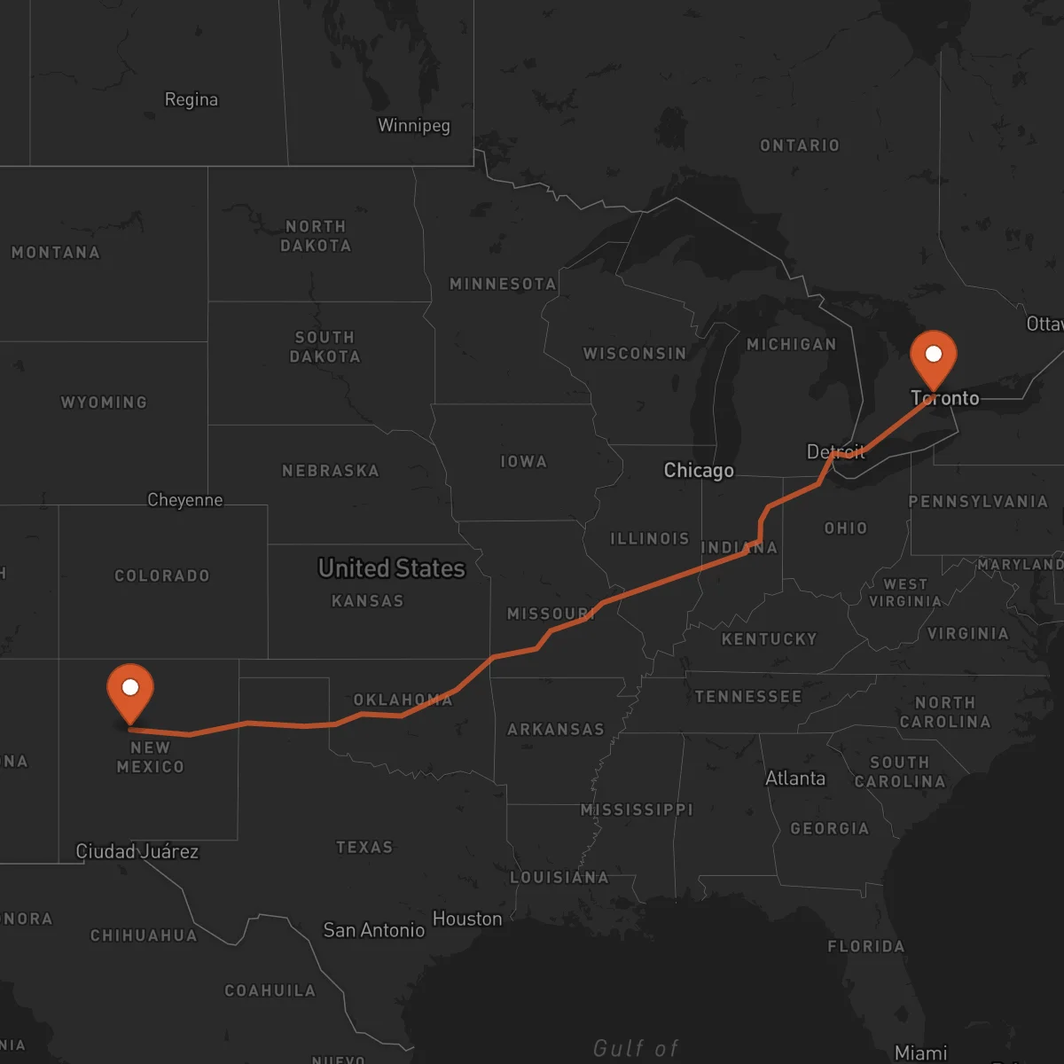 Ruta Brampton - Albuquerque
