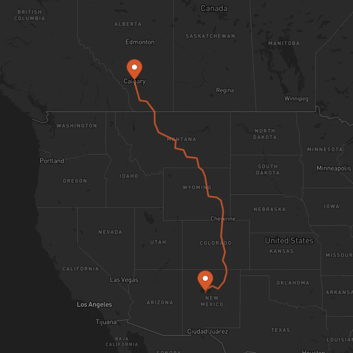 Ruta Albuquerque - Calgary