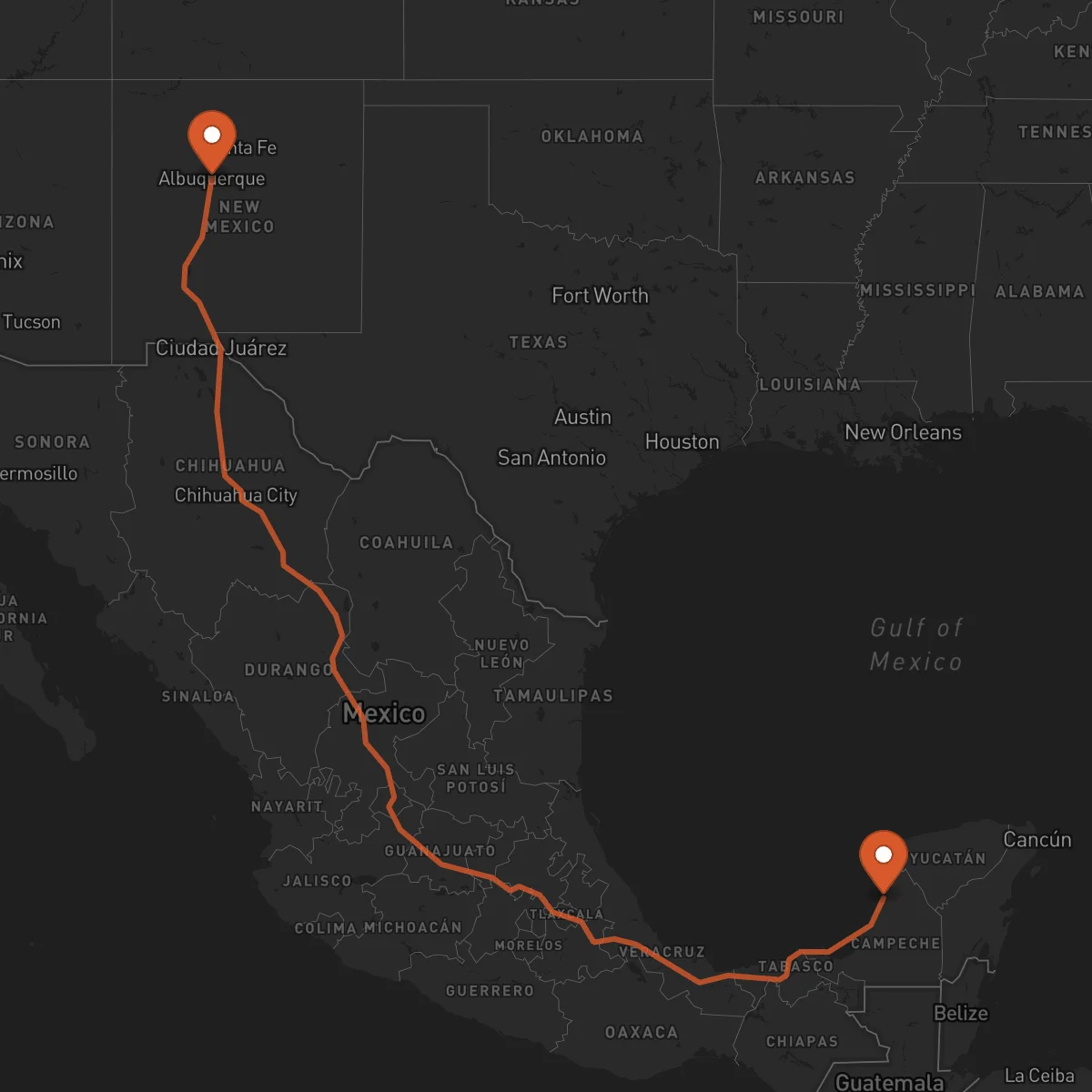 Ruta Albuquerque - Campeche