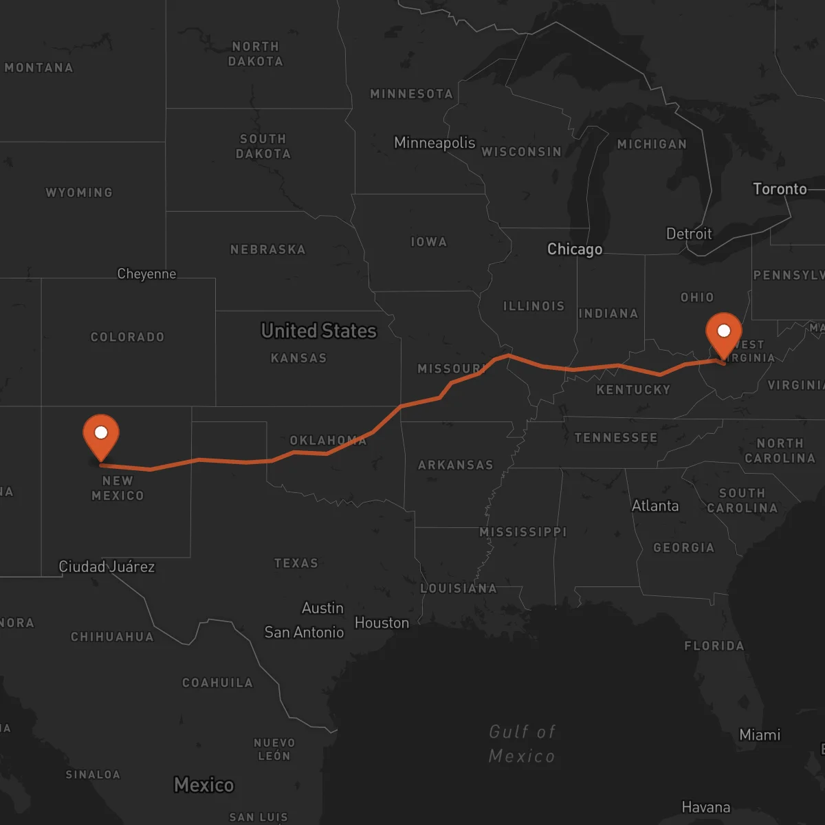 Ruta Charleston - Albuquerque