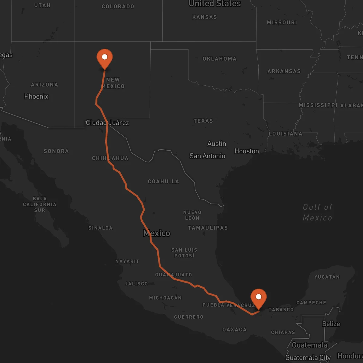 Ruta Albuquerque - Coatzacoalcos