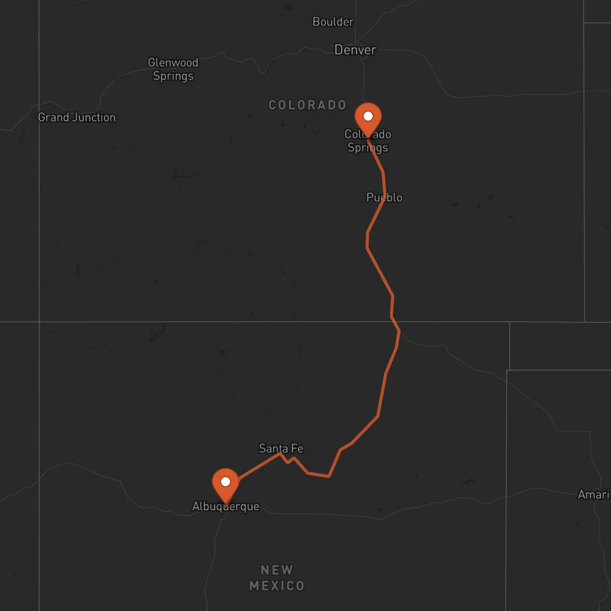 Ruta Albuquerque - Colorado Springs