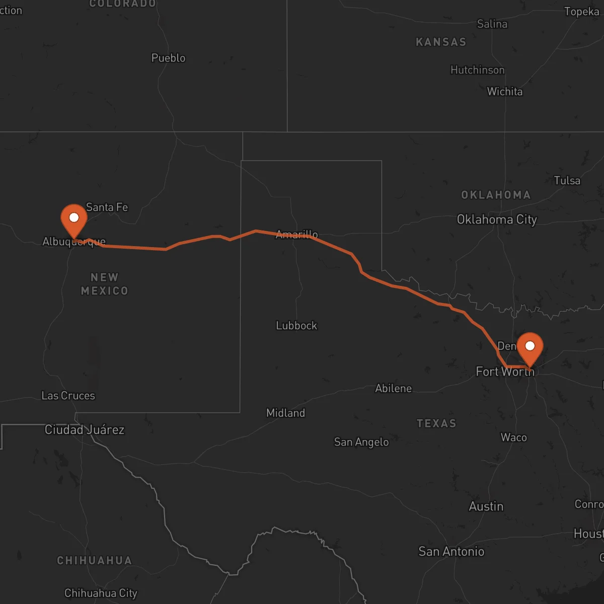 Ruta Albuquerque - Dallas