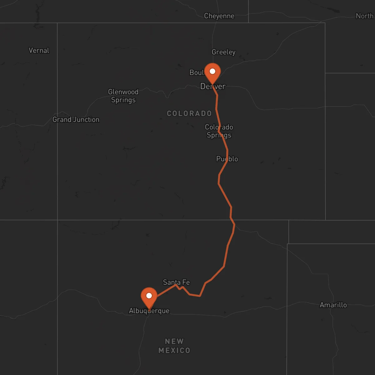 Ruta Albuquerque - Denver