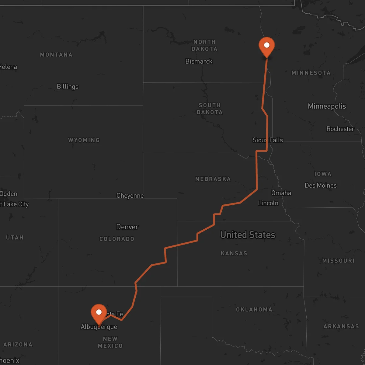 Ruta Albuquerque - Fargo