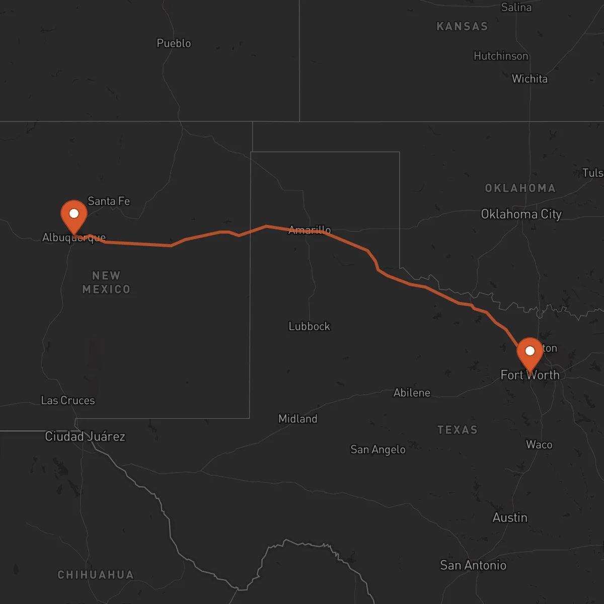 Ruta Albuquerque - Fort Worth
