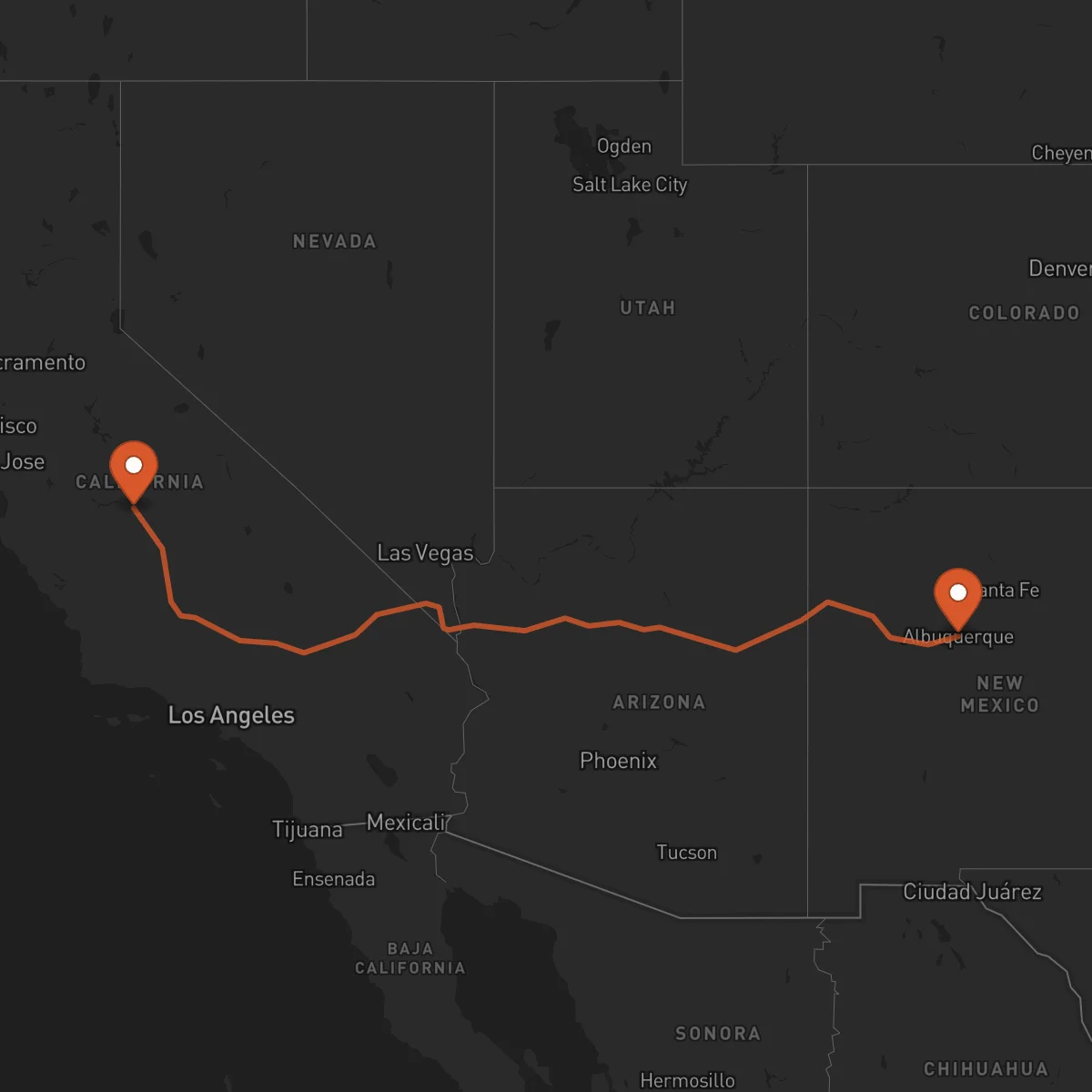 Ruta Fresno - Albuquerque