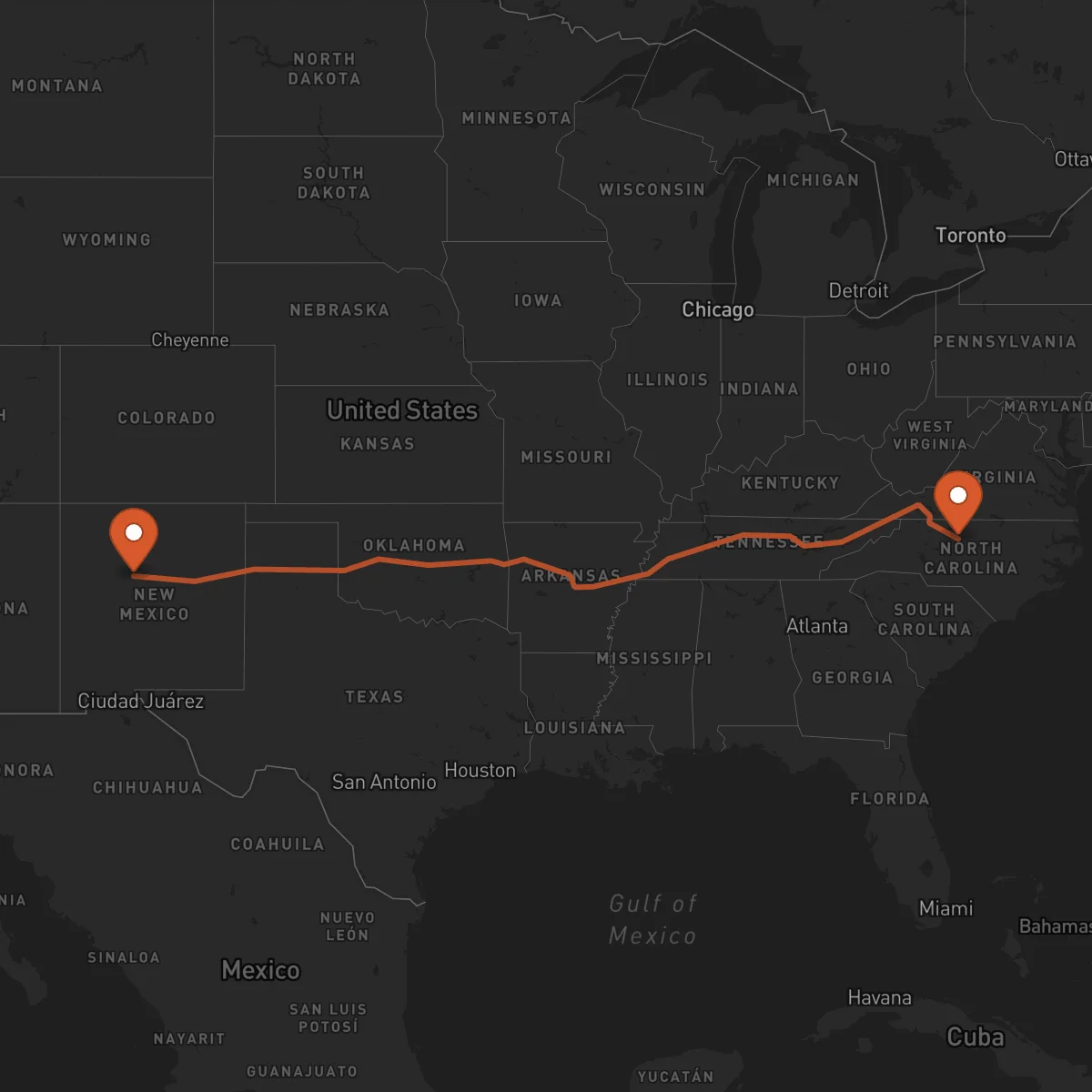 Ruta Albuquerque - Greensboro