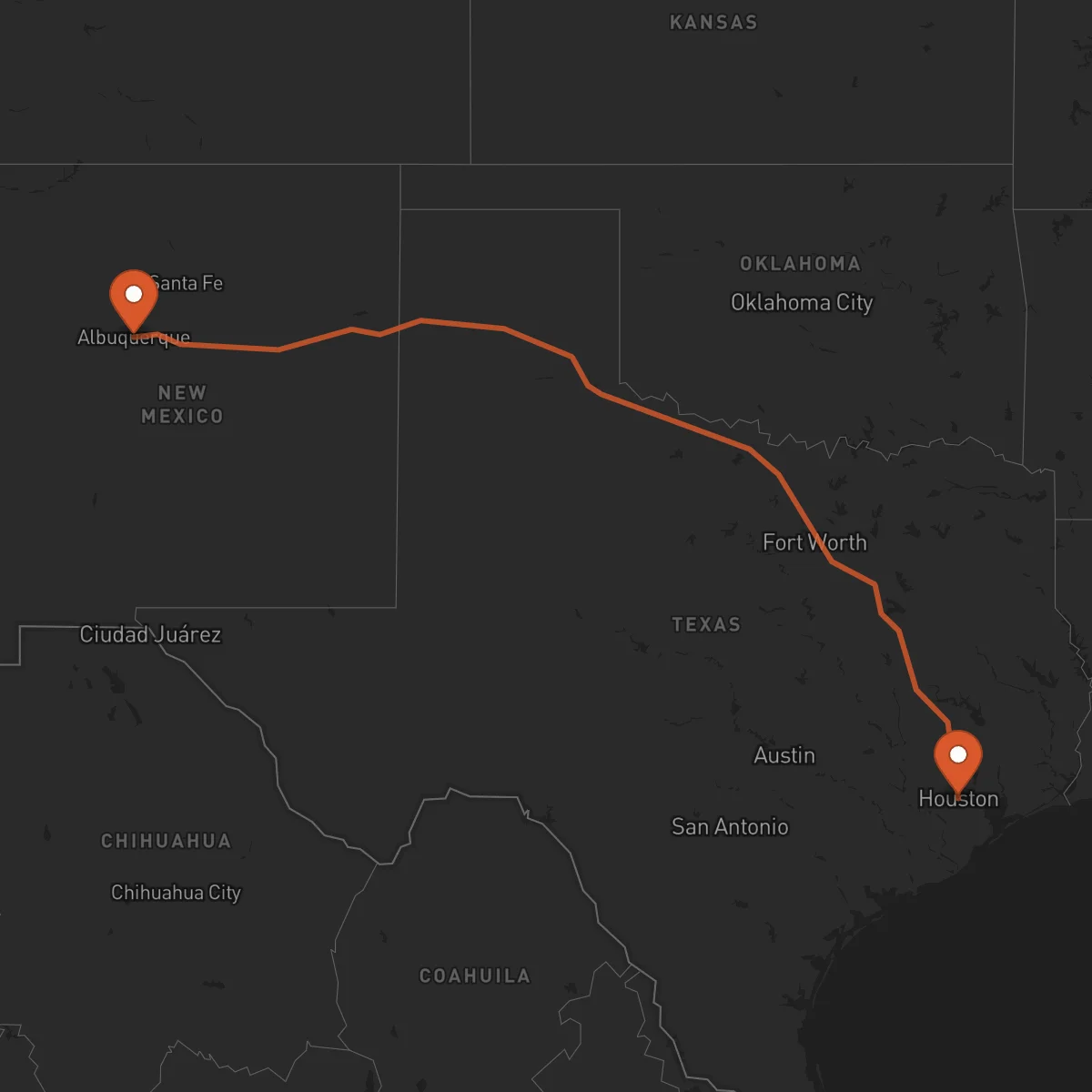 Ruta Albuquerque - Houston