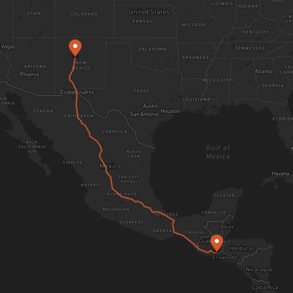 Ruta Jutiapa - Albuquerque