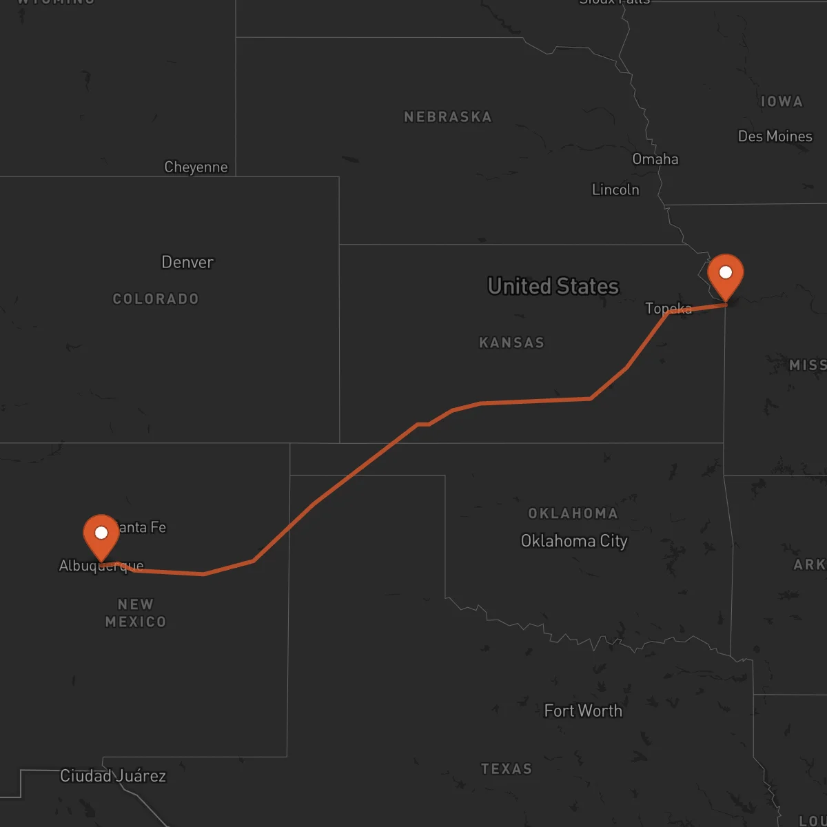 Ruta Kansas City - Albuquerque