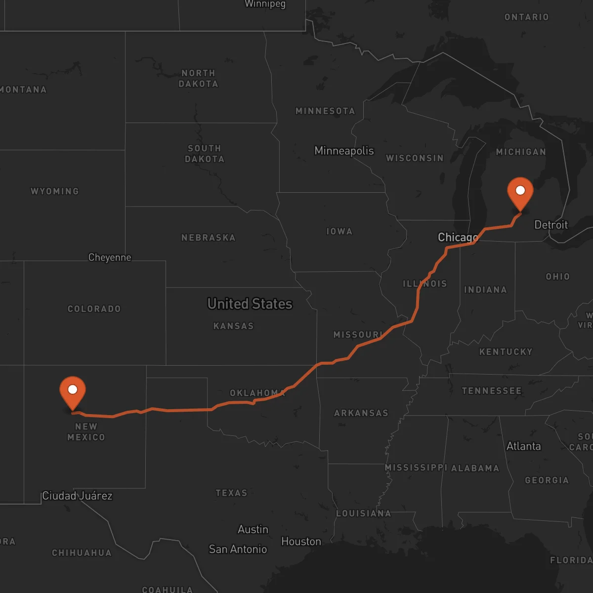 Ruta Albuquerque - Lansing