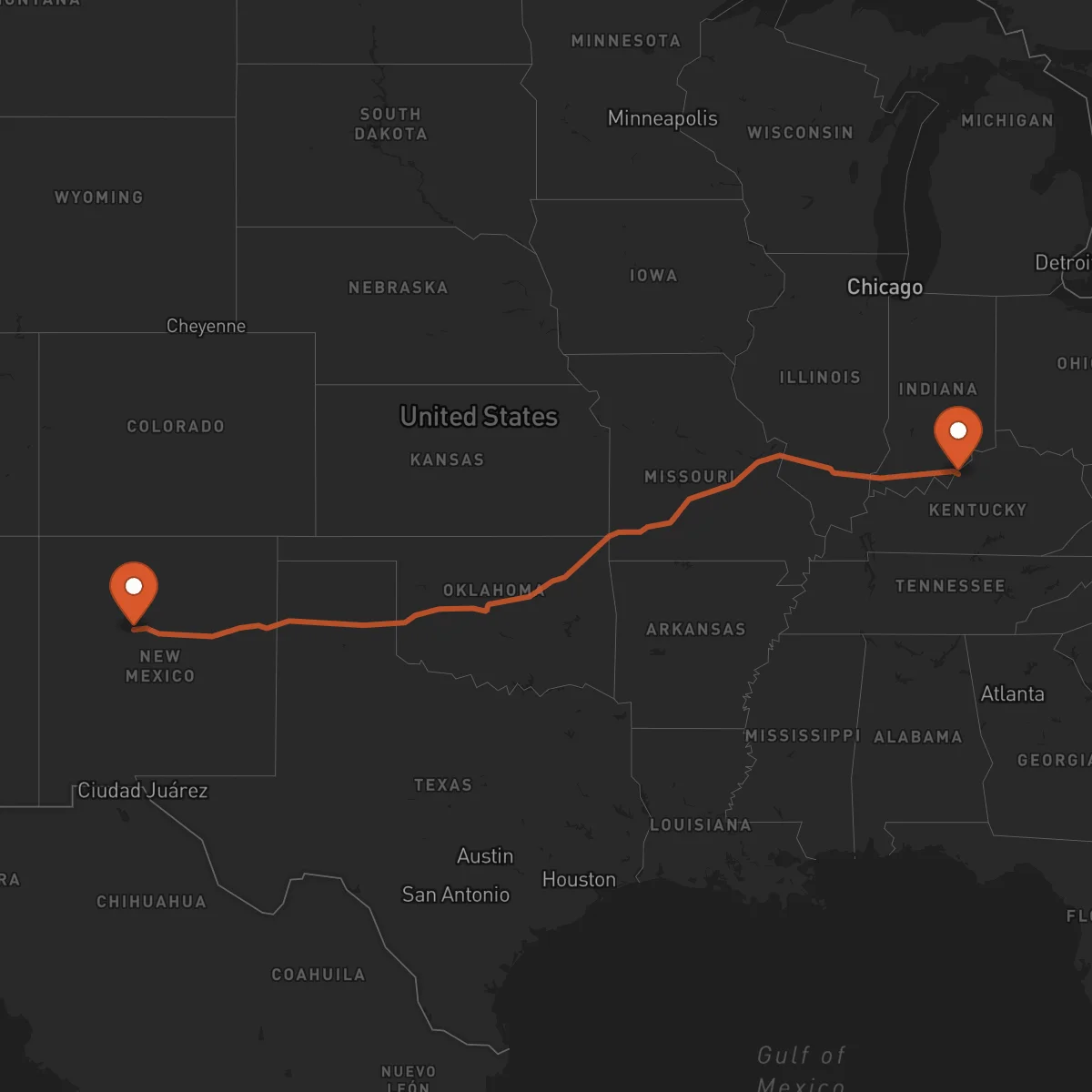 Ruta Louisville - Albuquerque