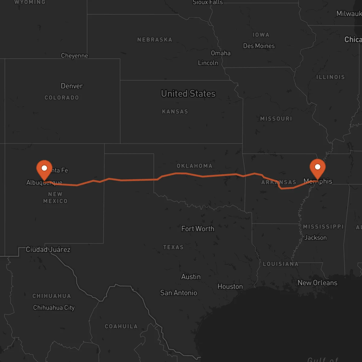 Ruta Memphis - Albuquerque