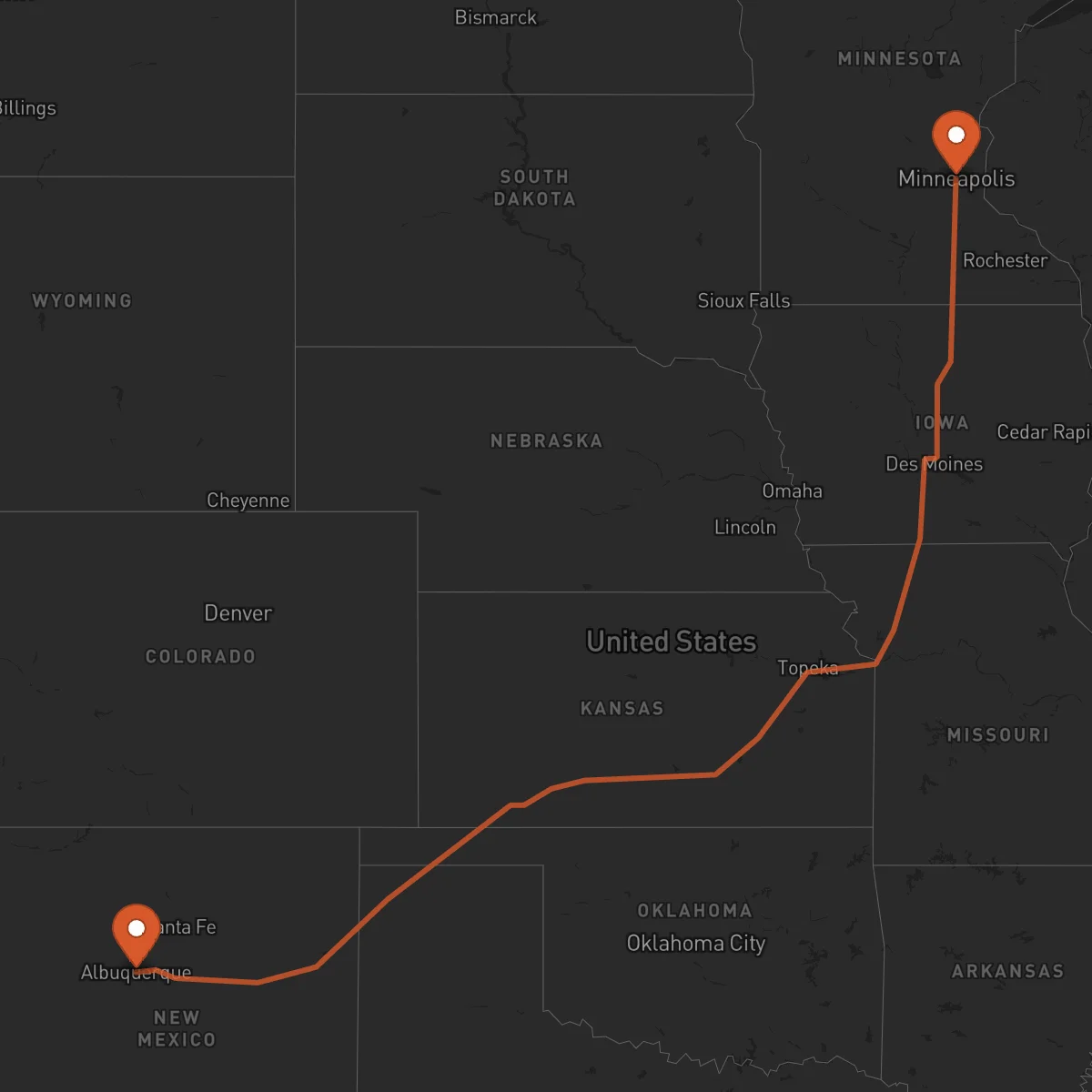 Ruta Minneapolis - Albuquerque