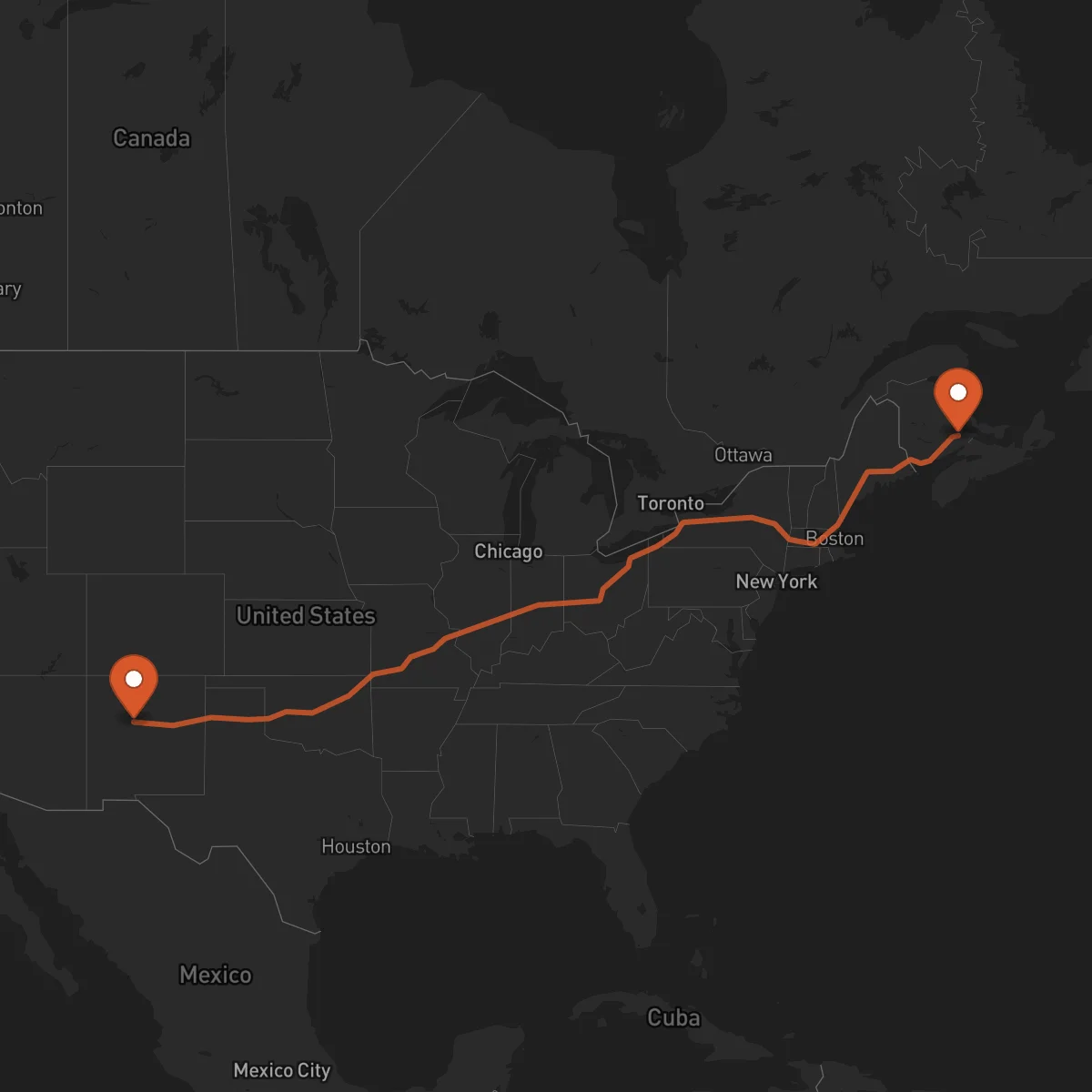 Ruta Moncton - Albuquerque