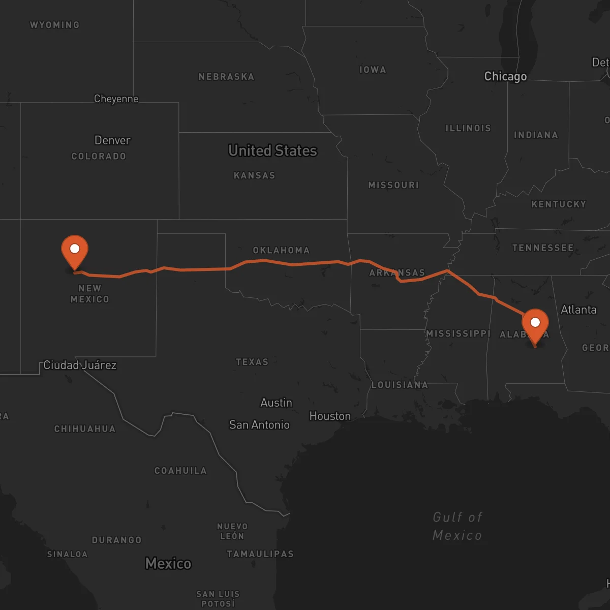 Ruta 앨버커키 - 몽고메리