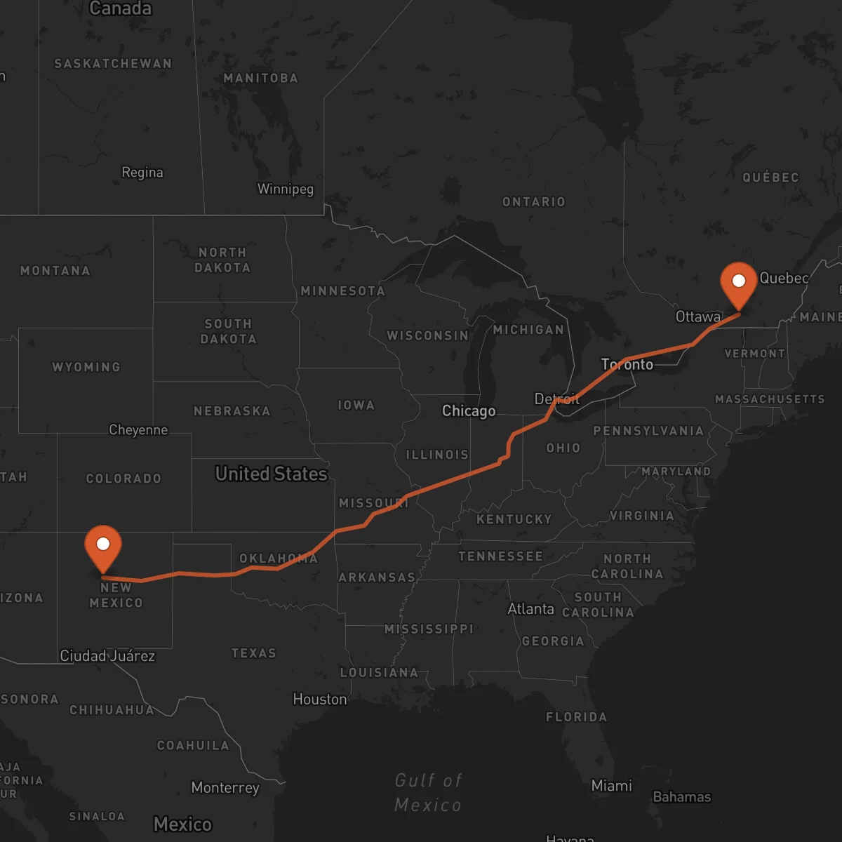 Ruta Montreal - Albuquerque