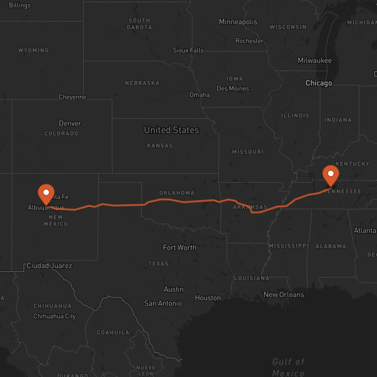 Ruta Albuquerque - Nashville
