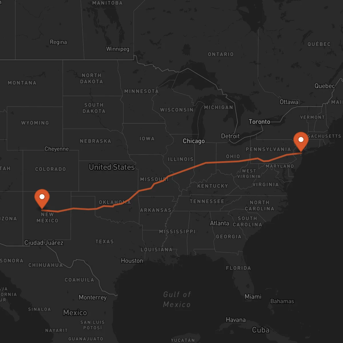 Ruta Newark - Albuquerque