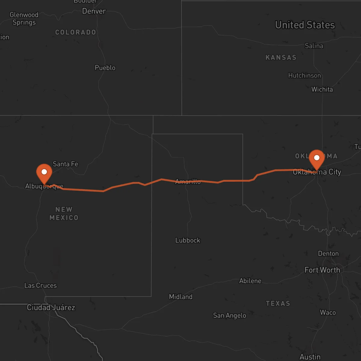 Ruta Oklahoma City - Albuquerque