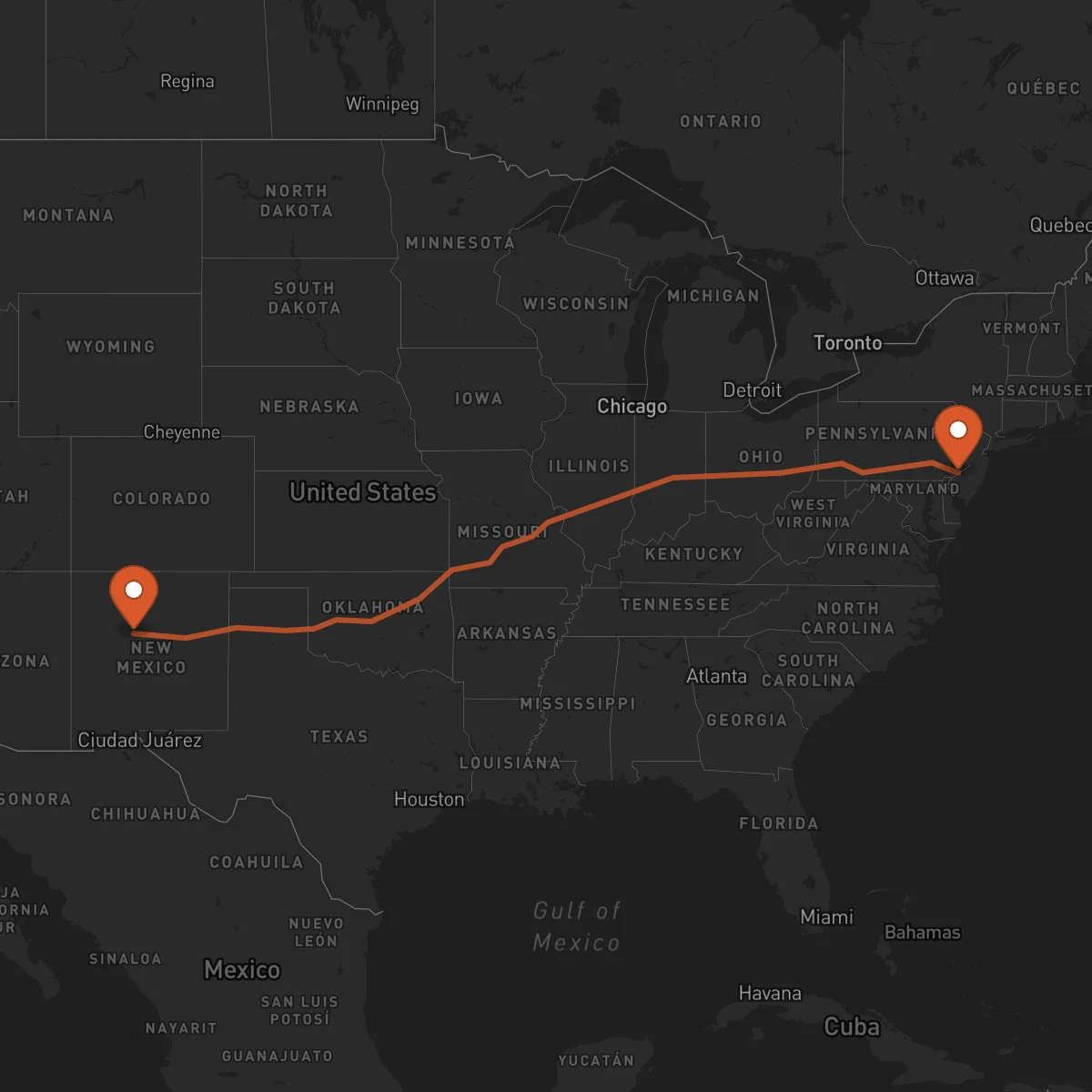 Ruta Philadelphie - Albuquerque