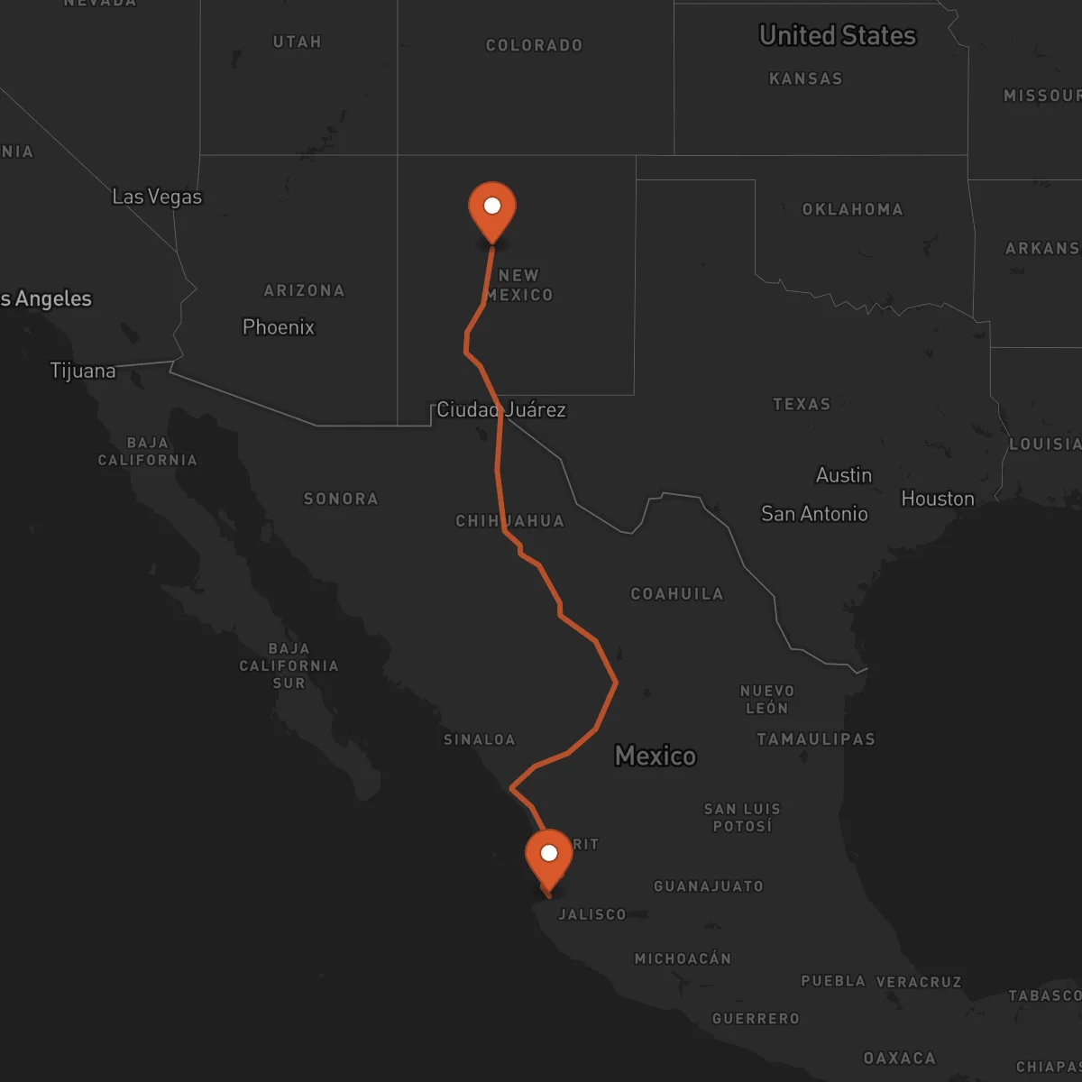 Ruta Puerto Vallarta - Albuquerque