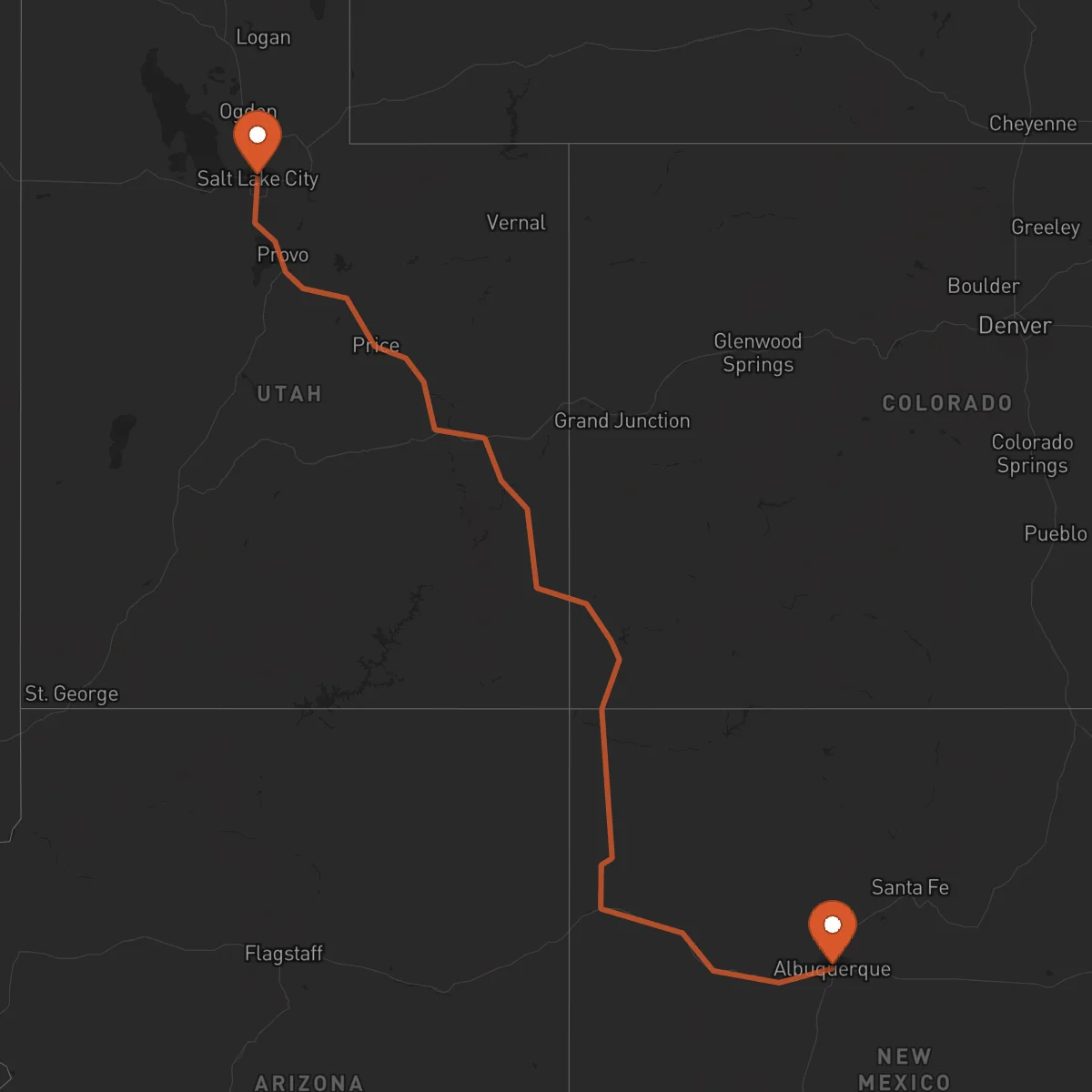 Ruta Albuquerque - Salt Lake City
