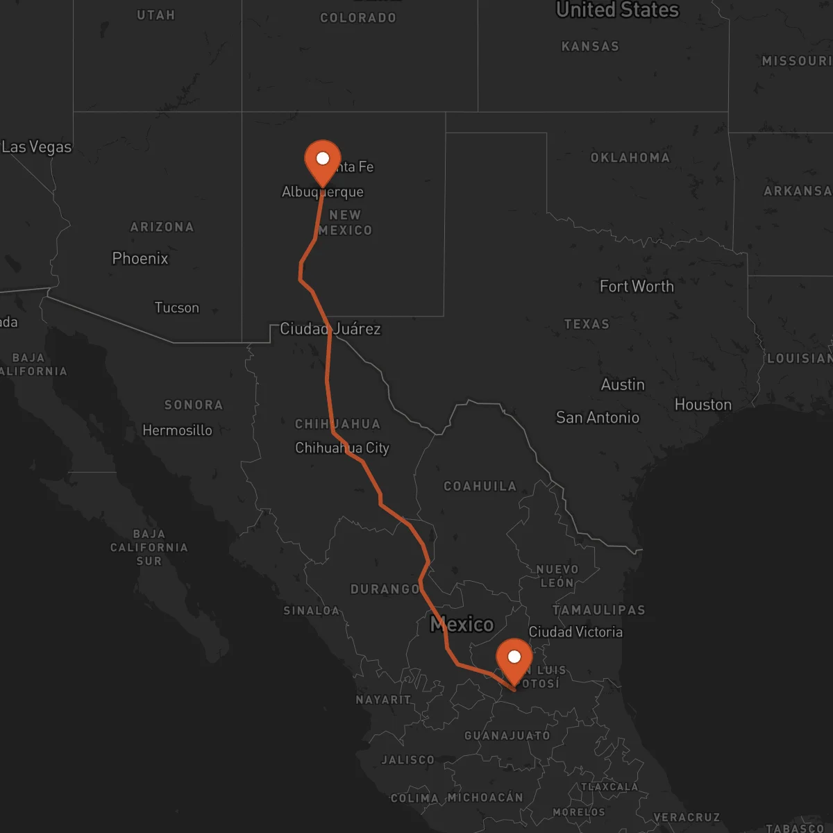 Ruta Albuquerque - San Luis Potosí