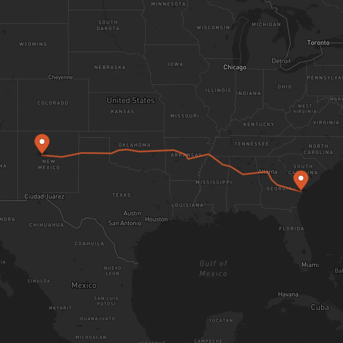 Ruta Albuquerque - Savannah
