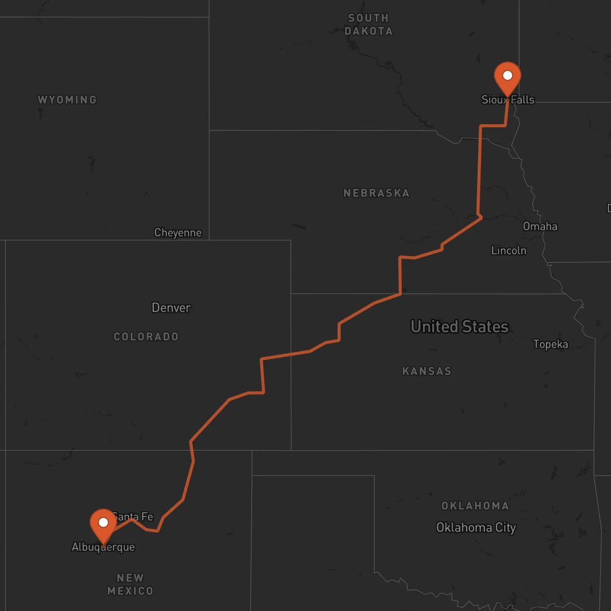 Ruta Albuquerque - Sioux Falls