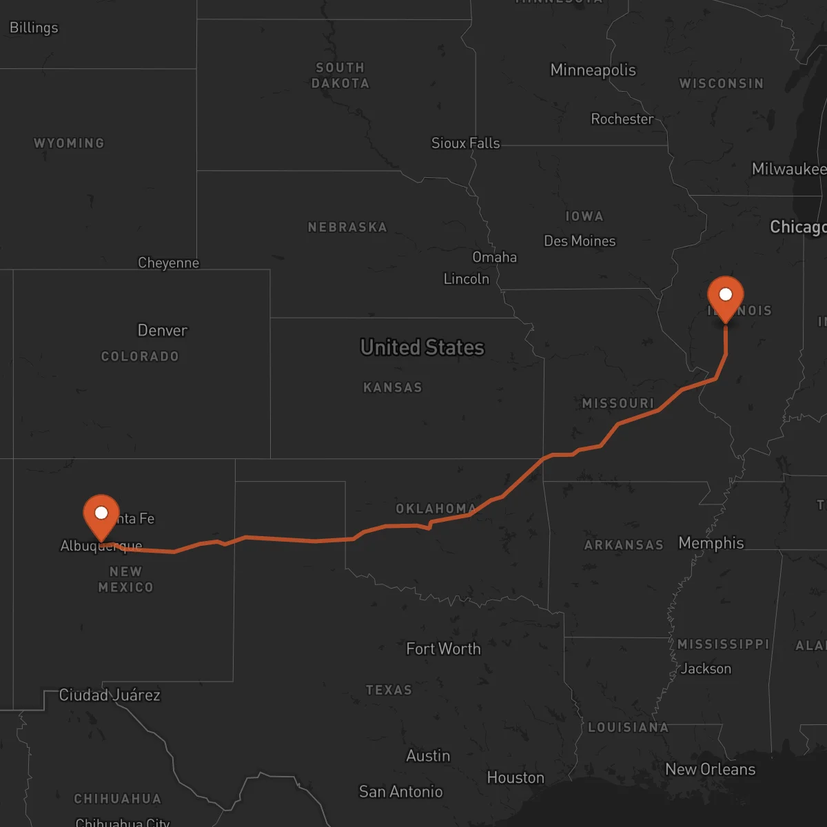 Ruta Albuquerque - Springfield