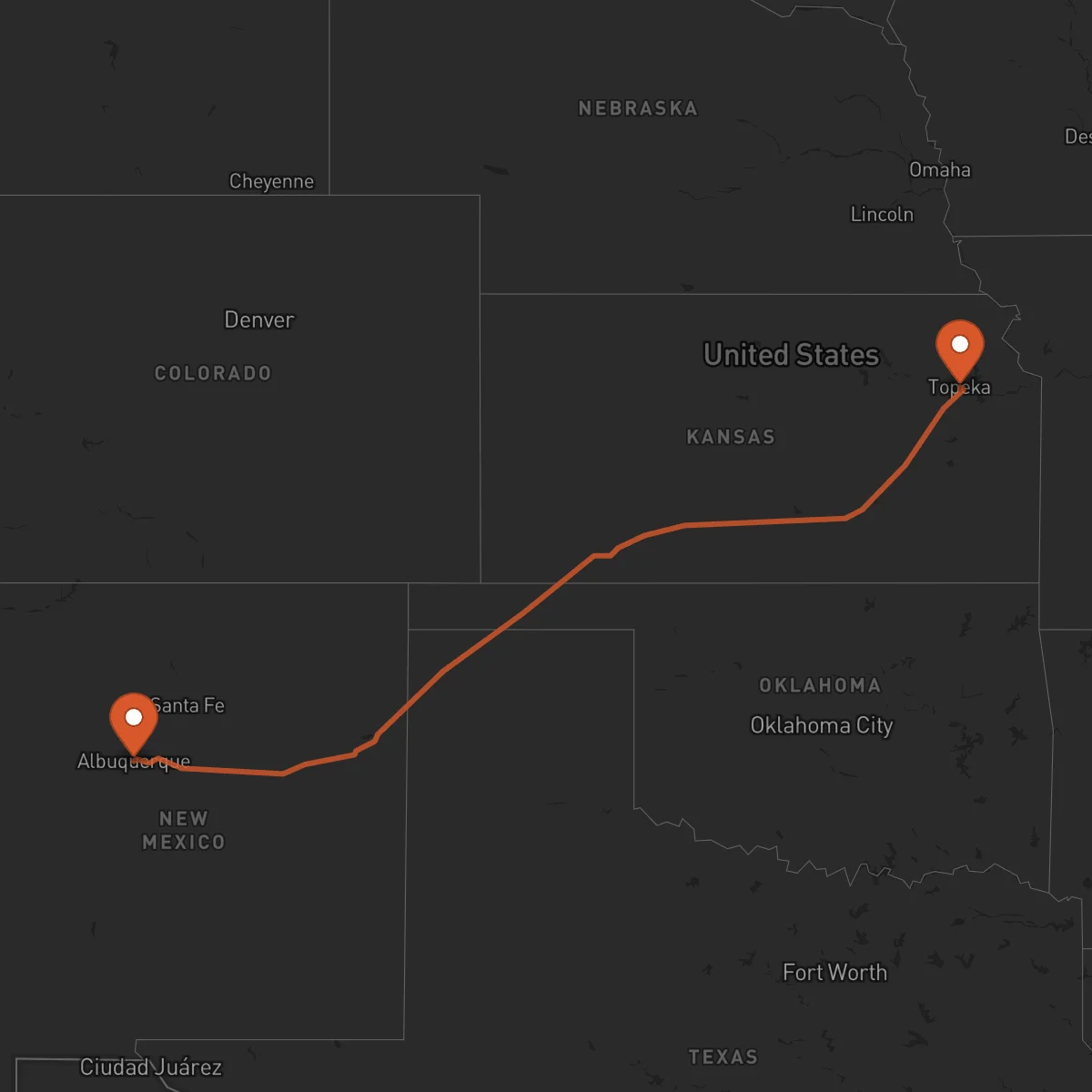 Ruta Albuquerque - Topeka