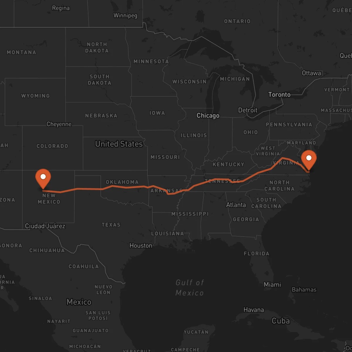 Ruta Virginia Beach - Albuquerque